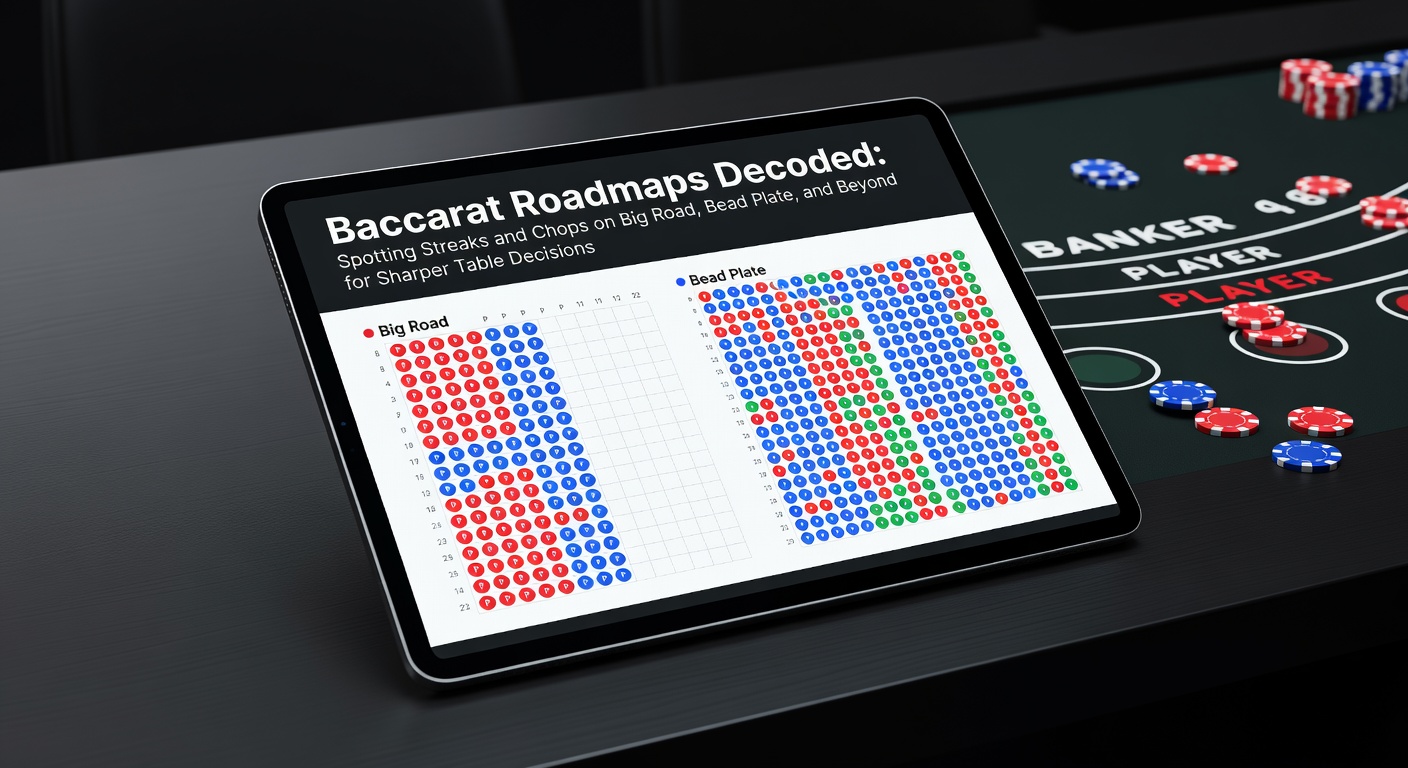 Detailed baccarat Big Road roadmap displaying alternating streaks of red and blue circles representing Banker and Player wins