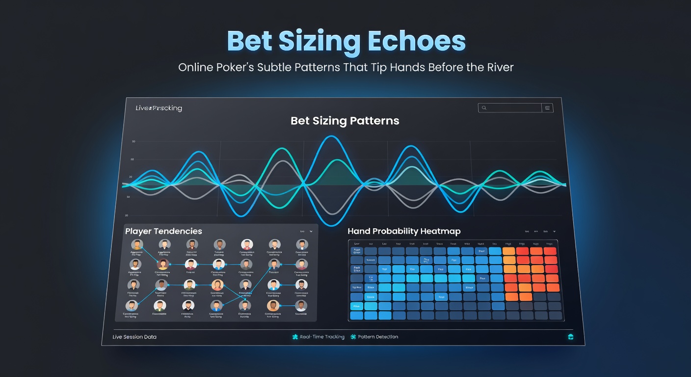 Close-up of poker HUD overlay showing bet sizing history, with color-coded echoes linking pre-flop raises to turn barrels
