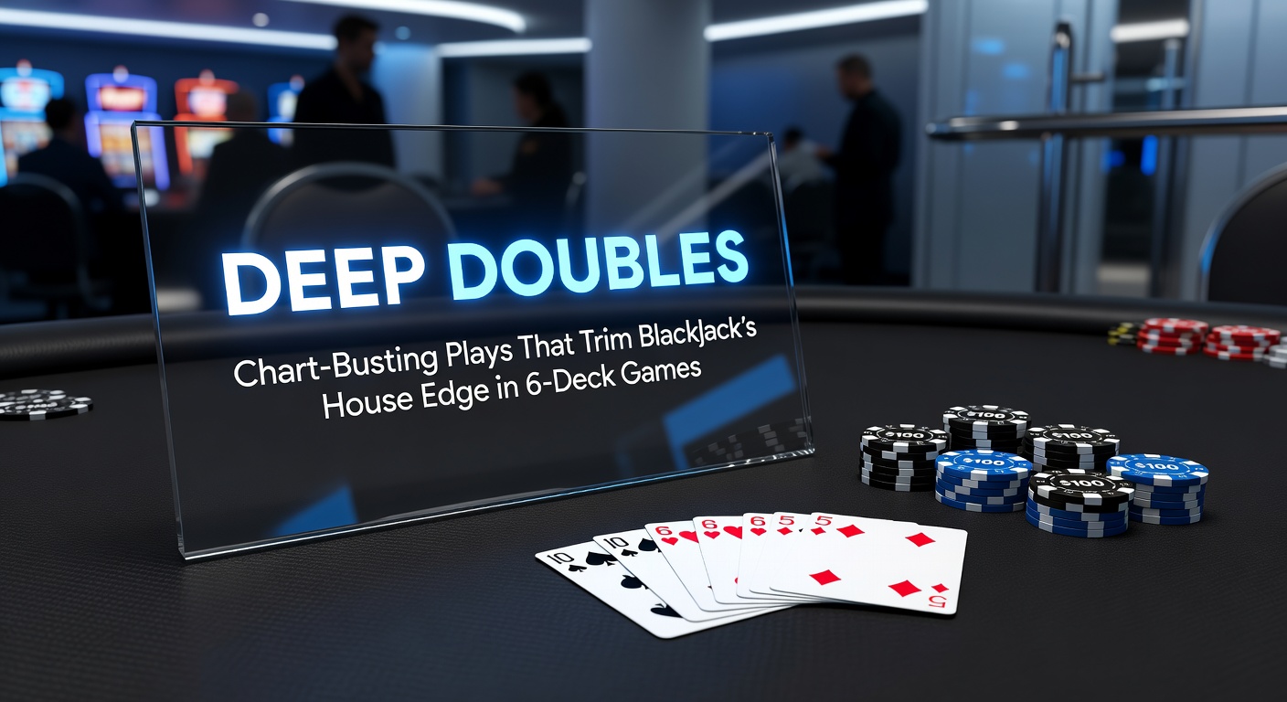 Close-up of a blackjack strategy deviation chart focusing on deep double-down indices for 6-deck games