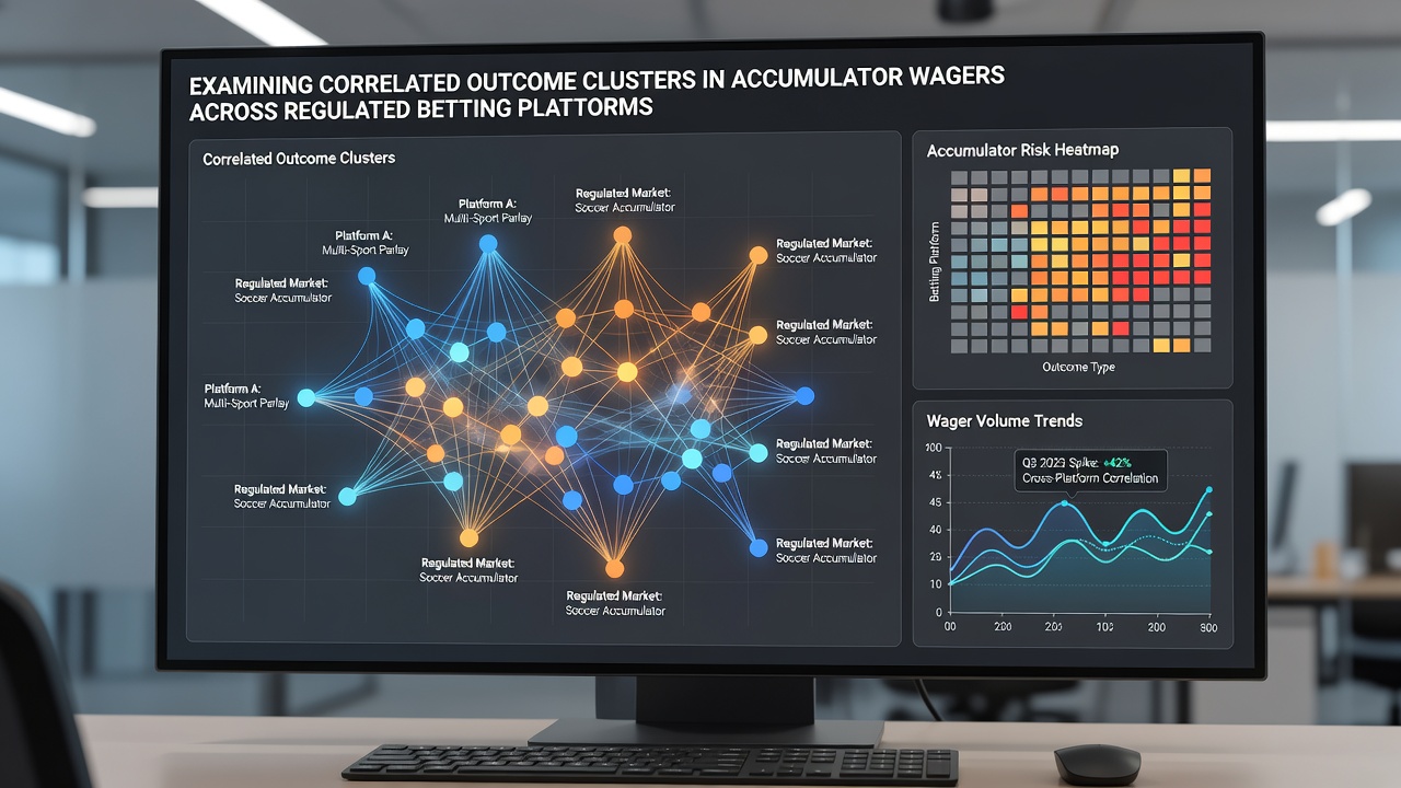 Data dashboard showing correlated outcome clusters in multi-leg accumulator wagers