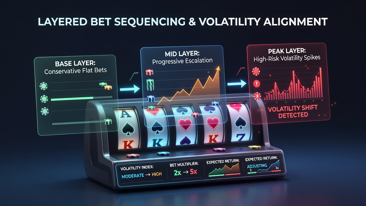 Close-up of video poker interface highlighting layered bet options and volatility shift notifications