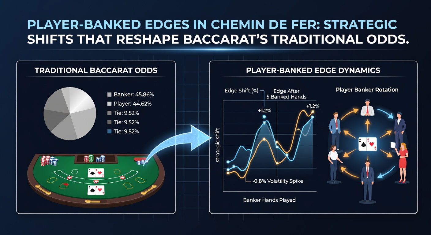Chart comparing house edges in Punto Banco versus Chemin de Fer player banking, highlighting strategic draw advantages