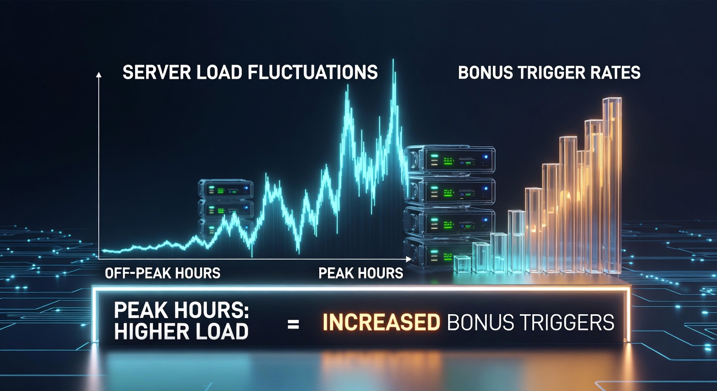 Chart illustrating server load spikes correlating with reduced bonus trigger frequencies in online gaming platforms during evening rush periods