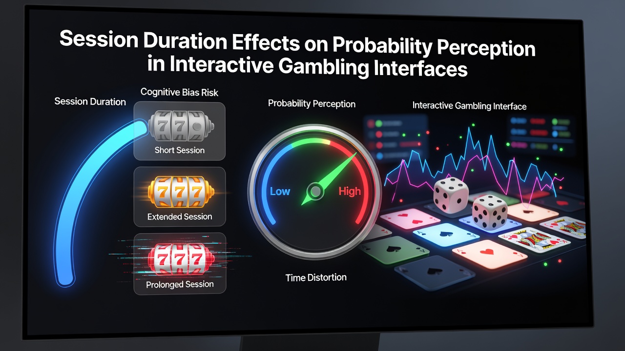 Interactive gambling interface displaying session timer alongside probability indicators during extended play