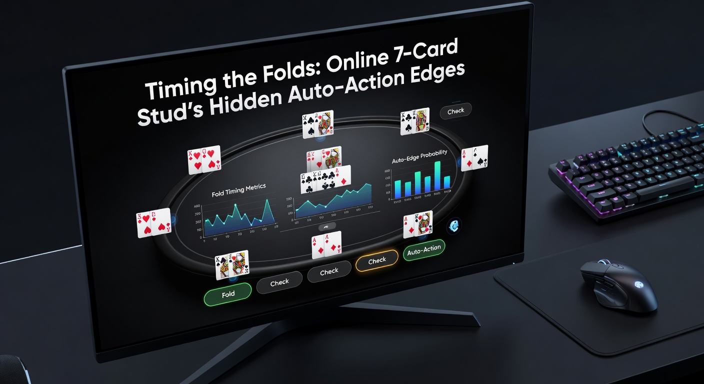 Close-up of poker HUD displaying action timers, fold speeds, and opponent stats in a 7-Card Stud session